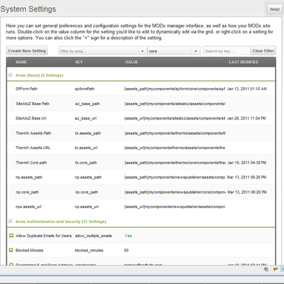 MODX System Settings